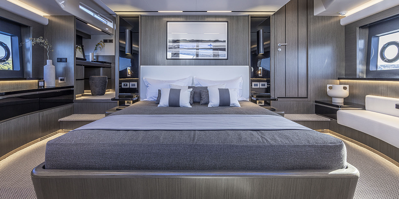 Beautiful cabin on the Pearl 82 charter yacht in Mallorca