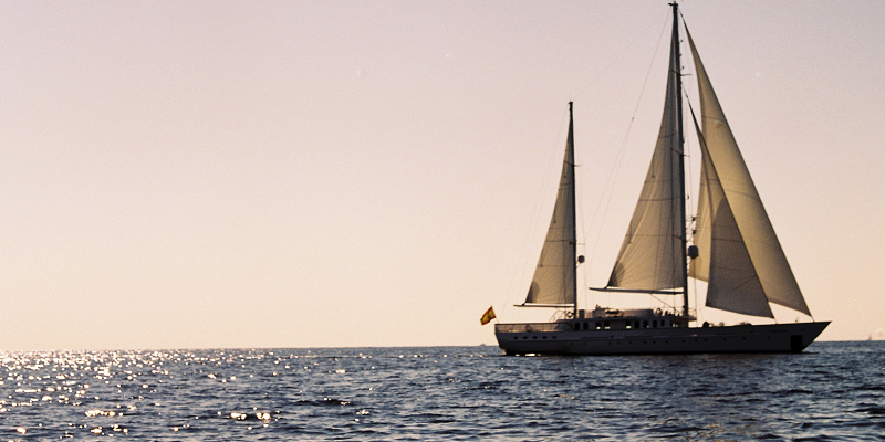 Sailing yacht Mata Mua on the horizon